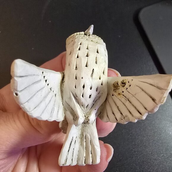 Winter White Santa Riding Woodland Owl Ornament Pam Schifferl Folk Art Midwest - Picture 5 of 12